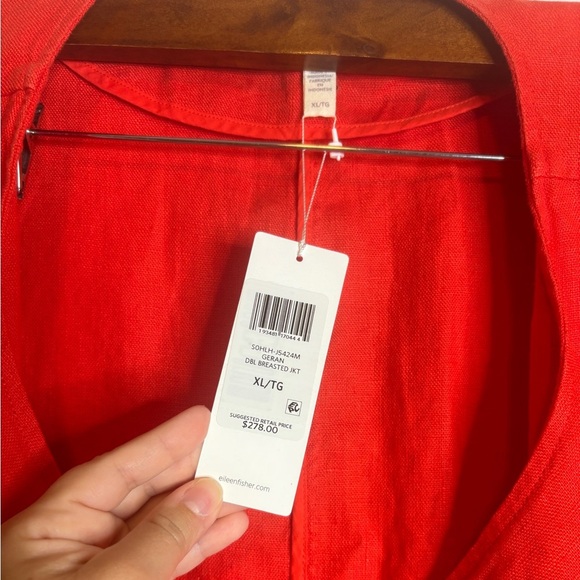 NWT Eileen‎ Fisher linen Geran DBL Breasted red blazer size XL - Picture 4 of 8